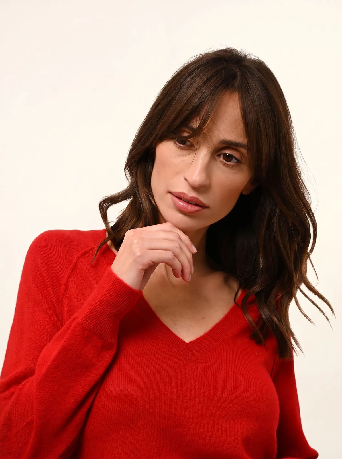 PHOEBE Pullover V-Ausschnitt Rot