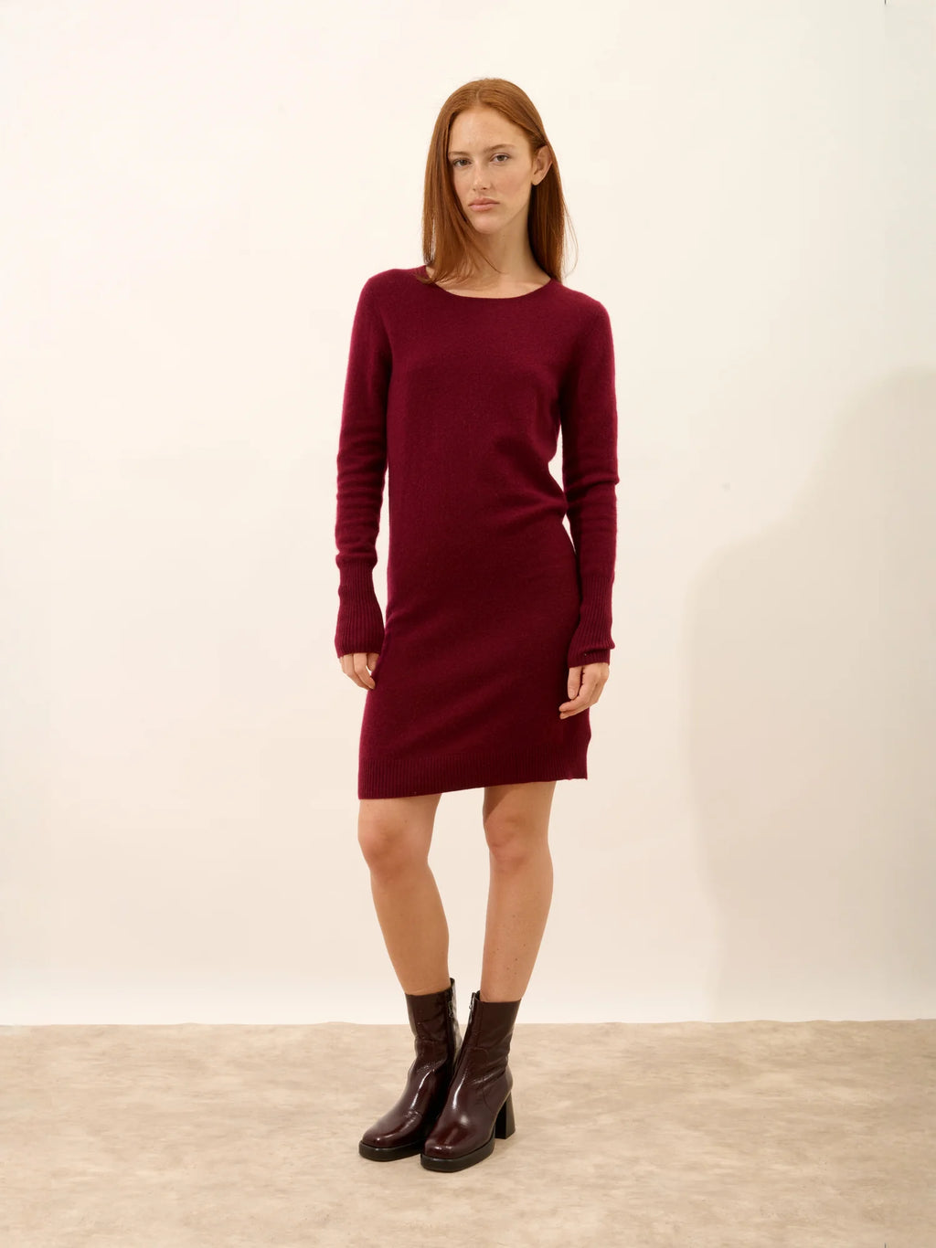 SUSAN Robe Col Rond Bordeaux