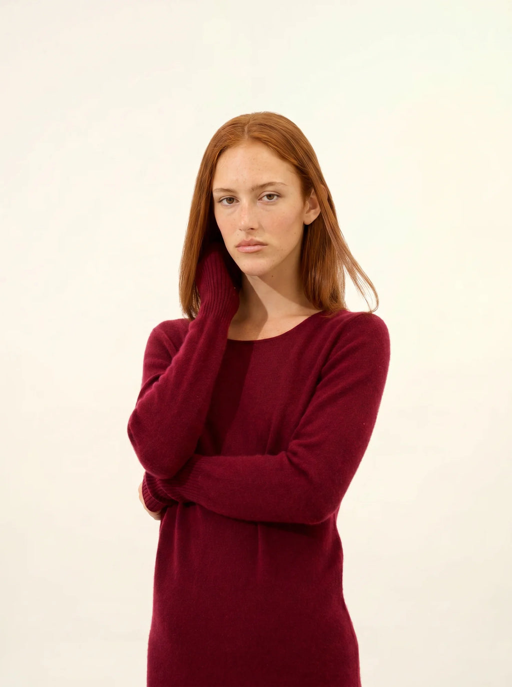SUSAN Robe Col Rond Bordeaux