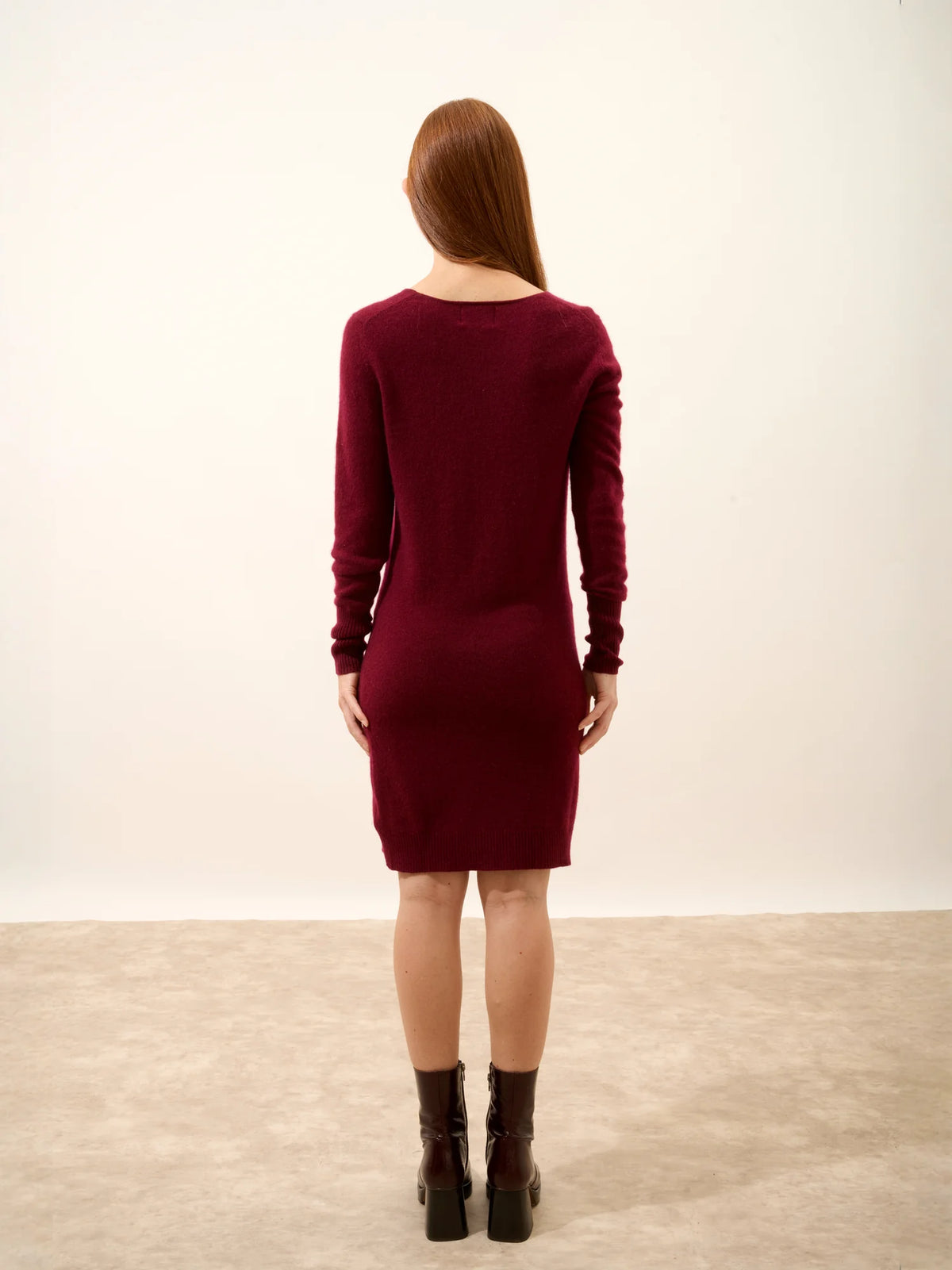 SUSAN Robe Col Rond Bordeaux