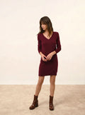 TRACY Kleid V-Ausschnitt Bordeaux