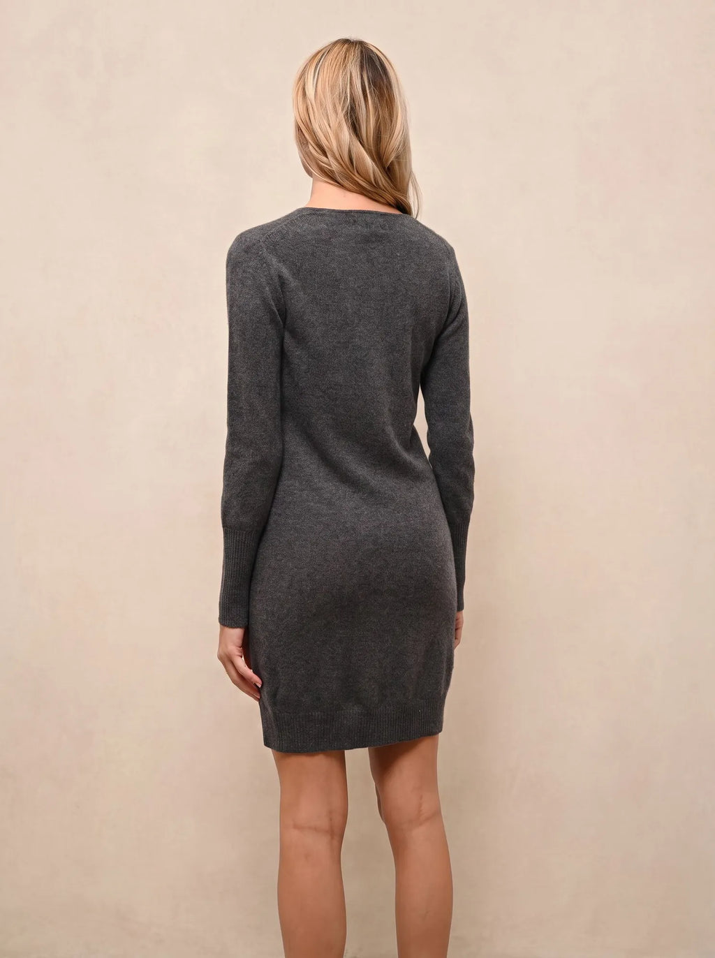 TRACY Robe Col V Anthracite Chiné