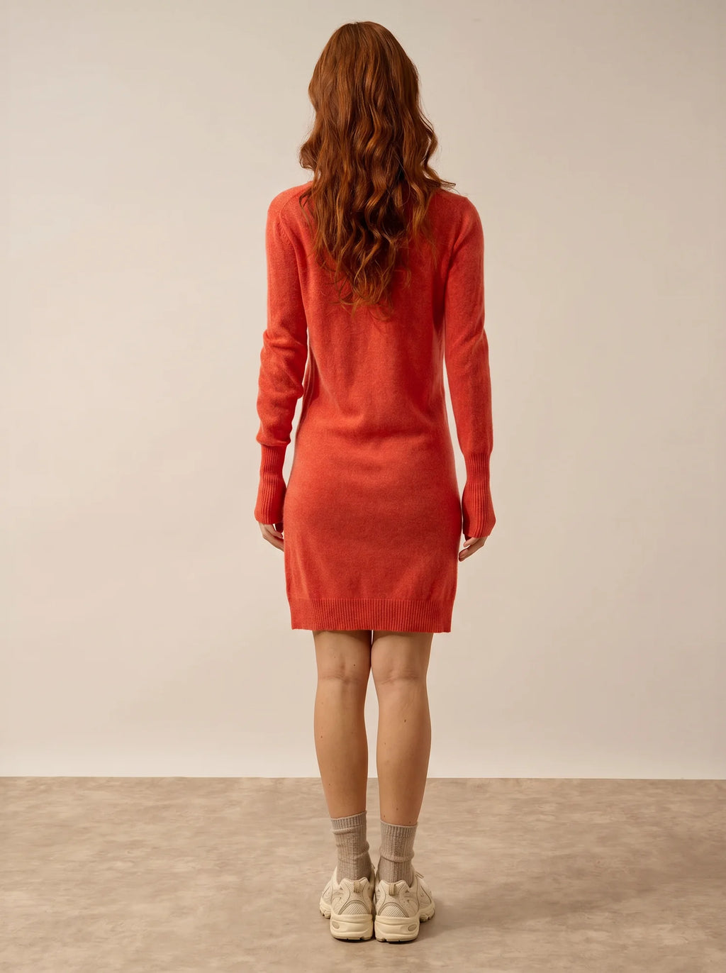 TRACY Robe Col V Orange Chiné