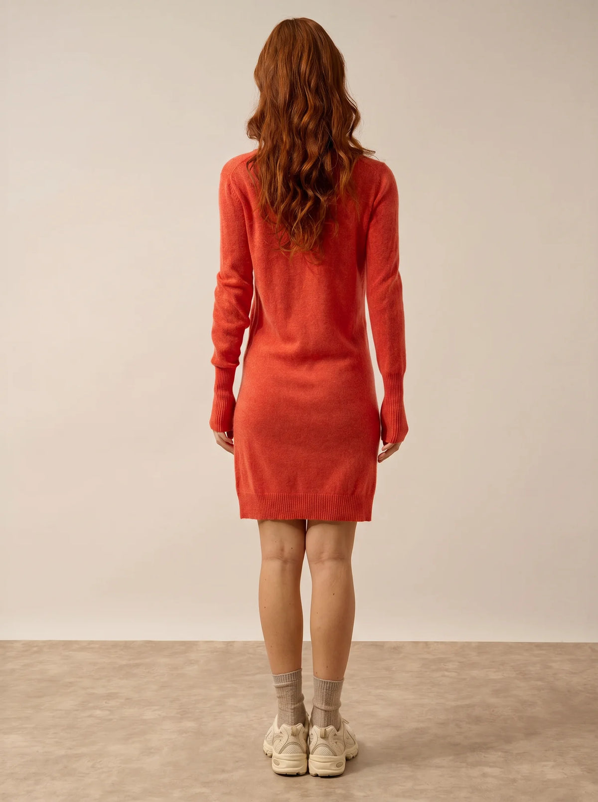 TRACY Robe Col V Orange Chiné