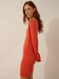 TRACY Robe Col V Orange Chiné