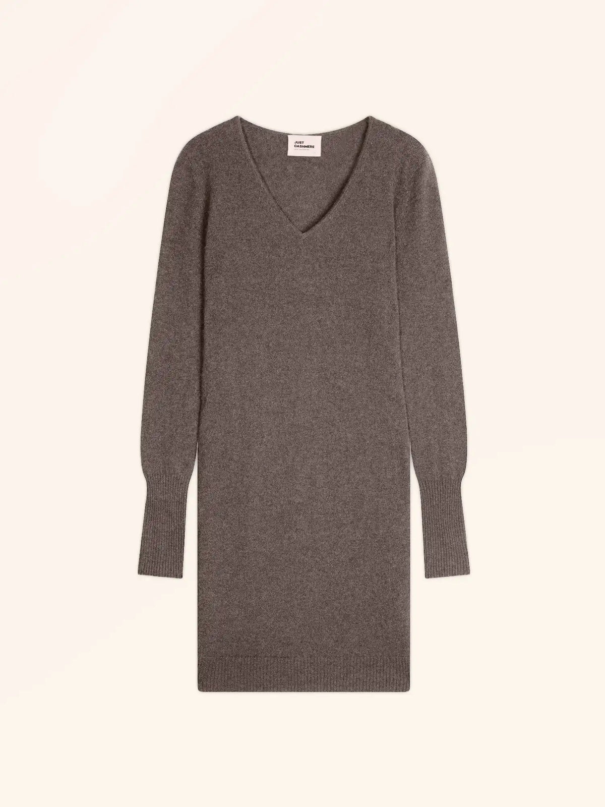 TRACY Robe Col V Taupe Chiné
