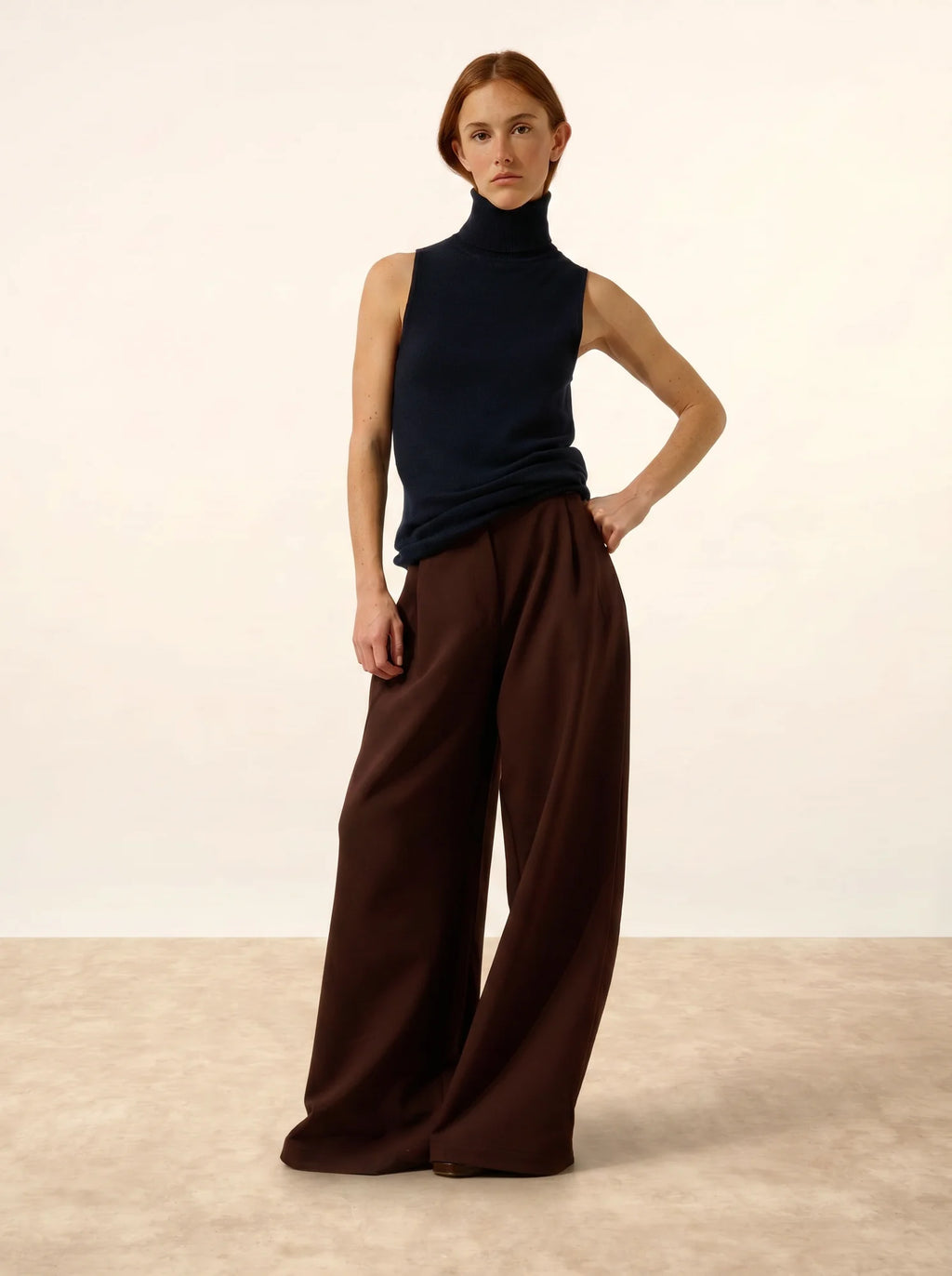 VIOLET Sweater Turtleneck Sleeveless Navy