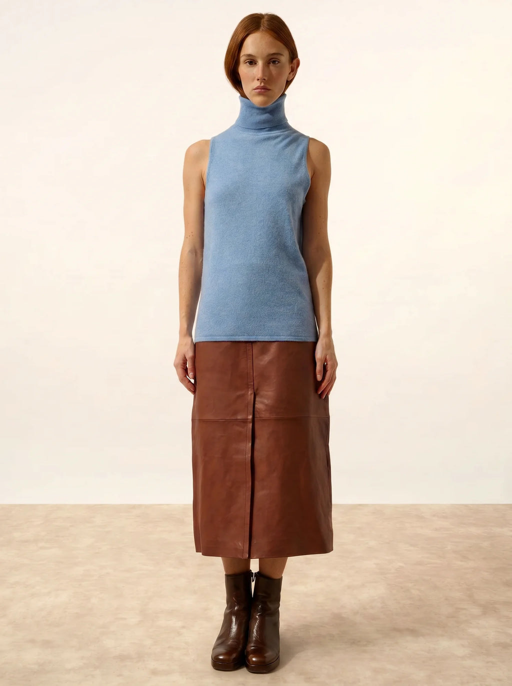 VIOLET Sweater Turtleneck Sleeveless Sky