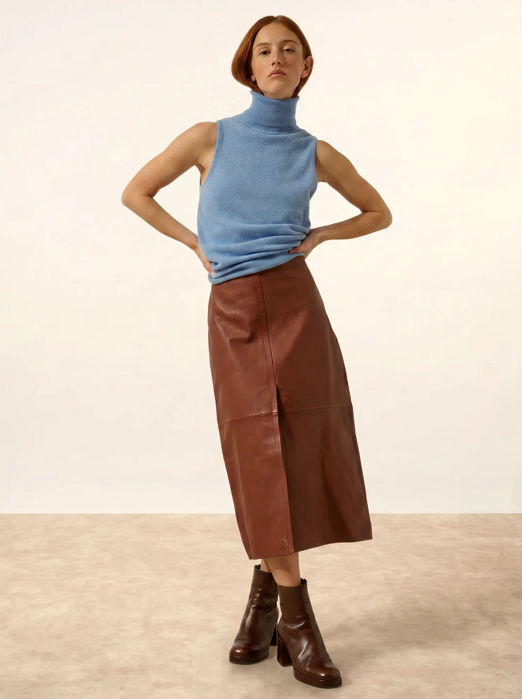 VIOLET Sweater Turtleneck Sleeveless Sky