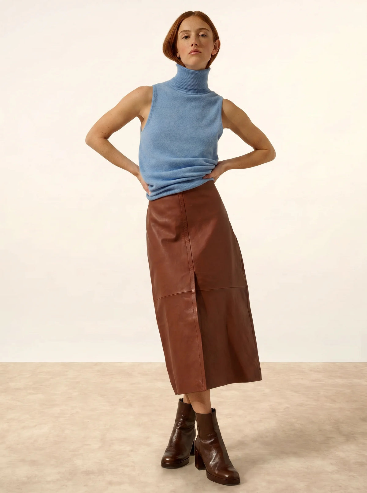 VIOLET Sweater Turtleneck Sleeveless Sky