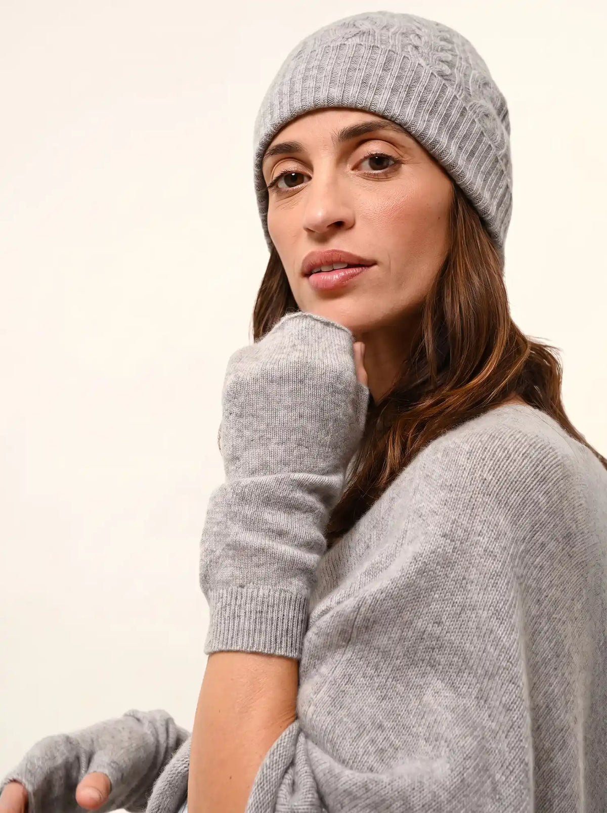 ZOE Fingerlose Handschuhe Wolkengrau meliert