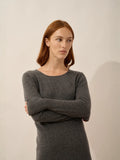 SUSAN Robe Col Rond Anthracite Chiné