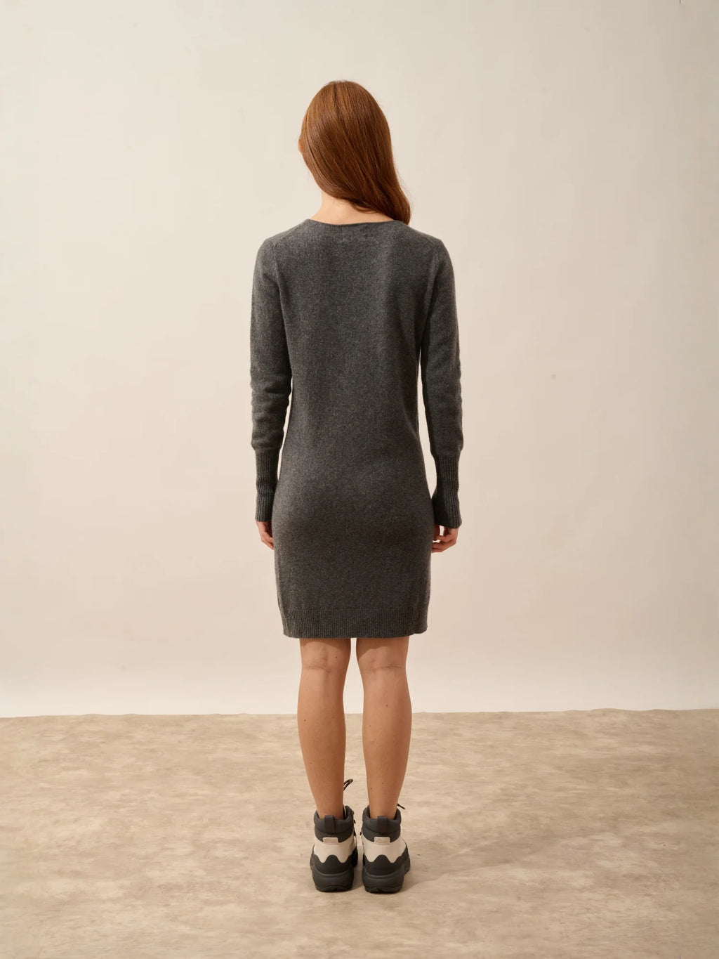 SUSAN Robe Col Rond Anthracite Chiné