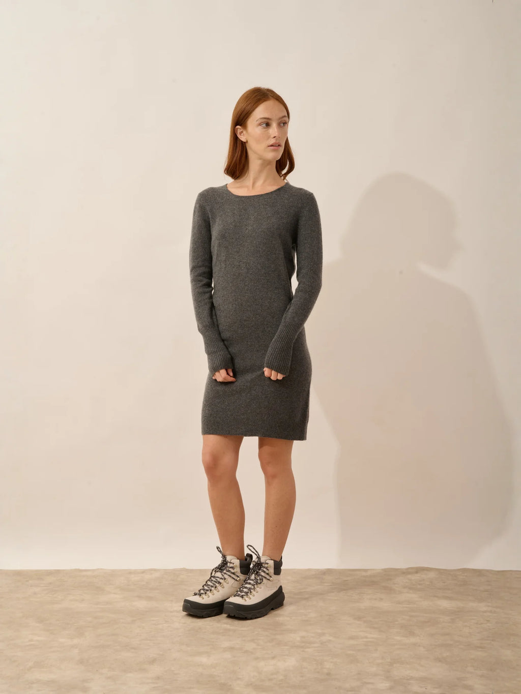 SUSAN Robe Col Rond Anthracite Chiné