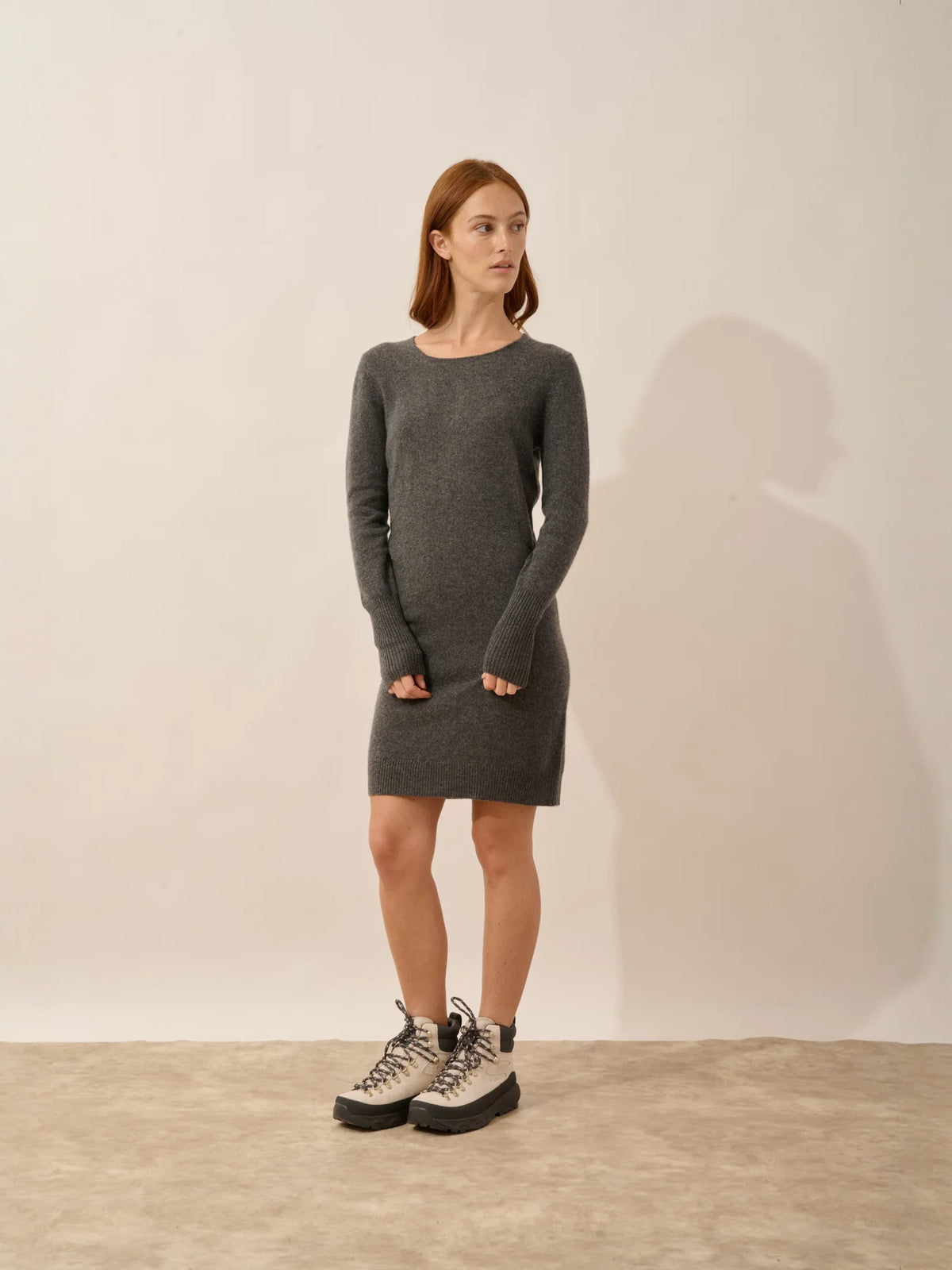 SUSAN Robe Col Rond Anthracite Chiné