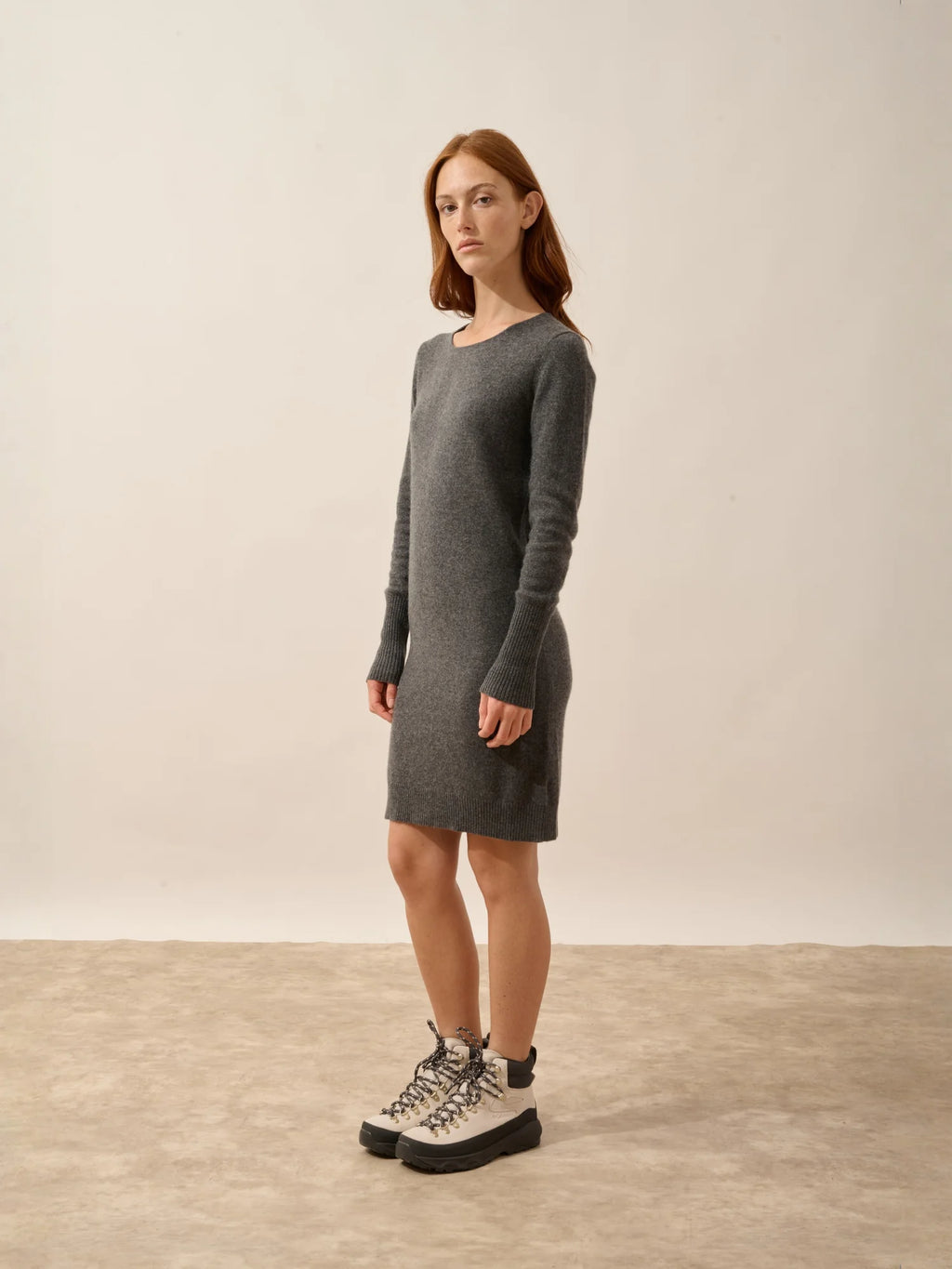 SUSAN Robe Col Rond Anthracite Chiné