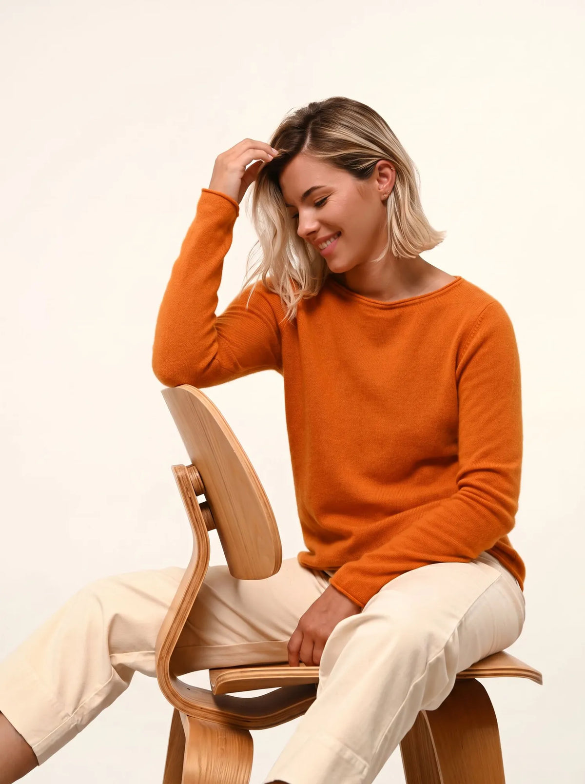 GRACE Pullover U-Boot-Ausschnitt Ocker