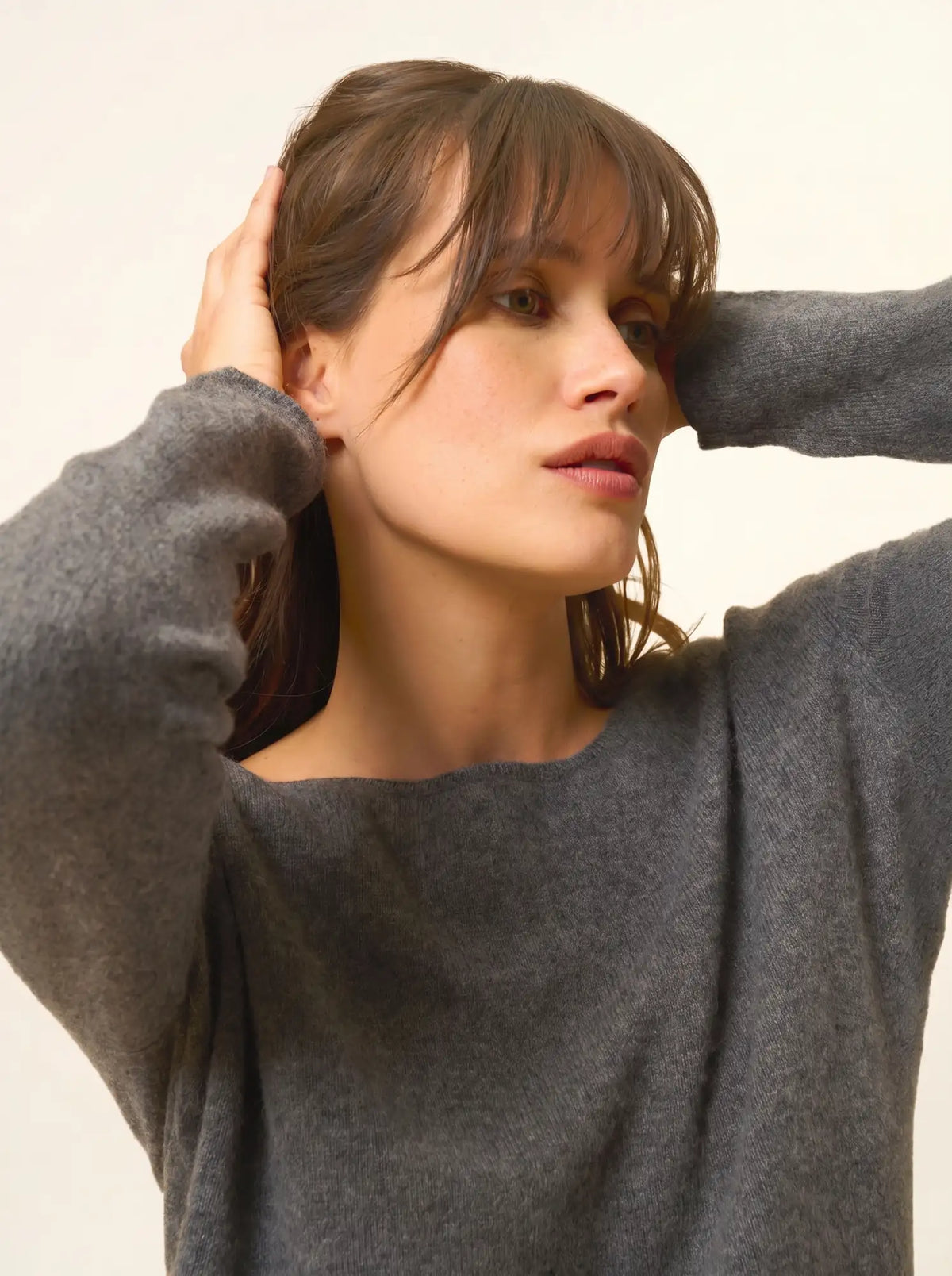FIONA Pull Col Rond Anthracite Chiné