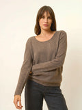 FIONA Pull Col Rond Taupe Chiné