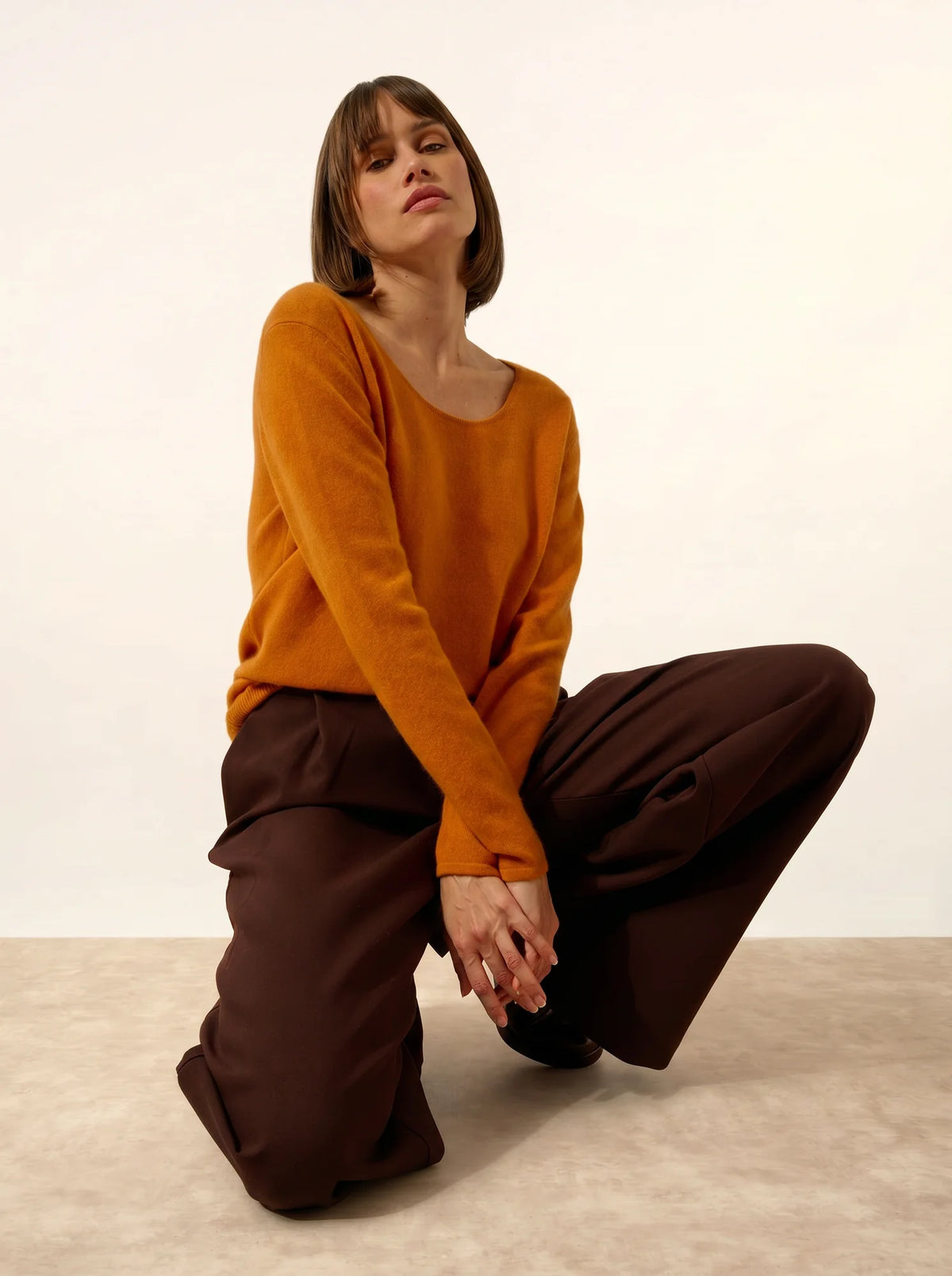 FIONA Pull Col Rond Ocre