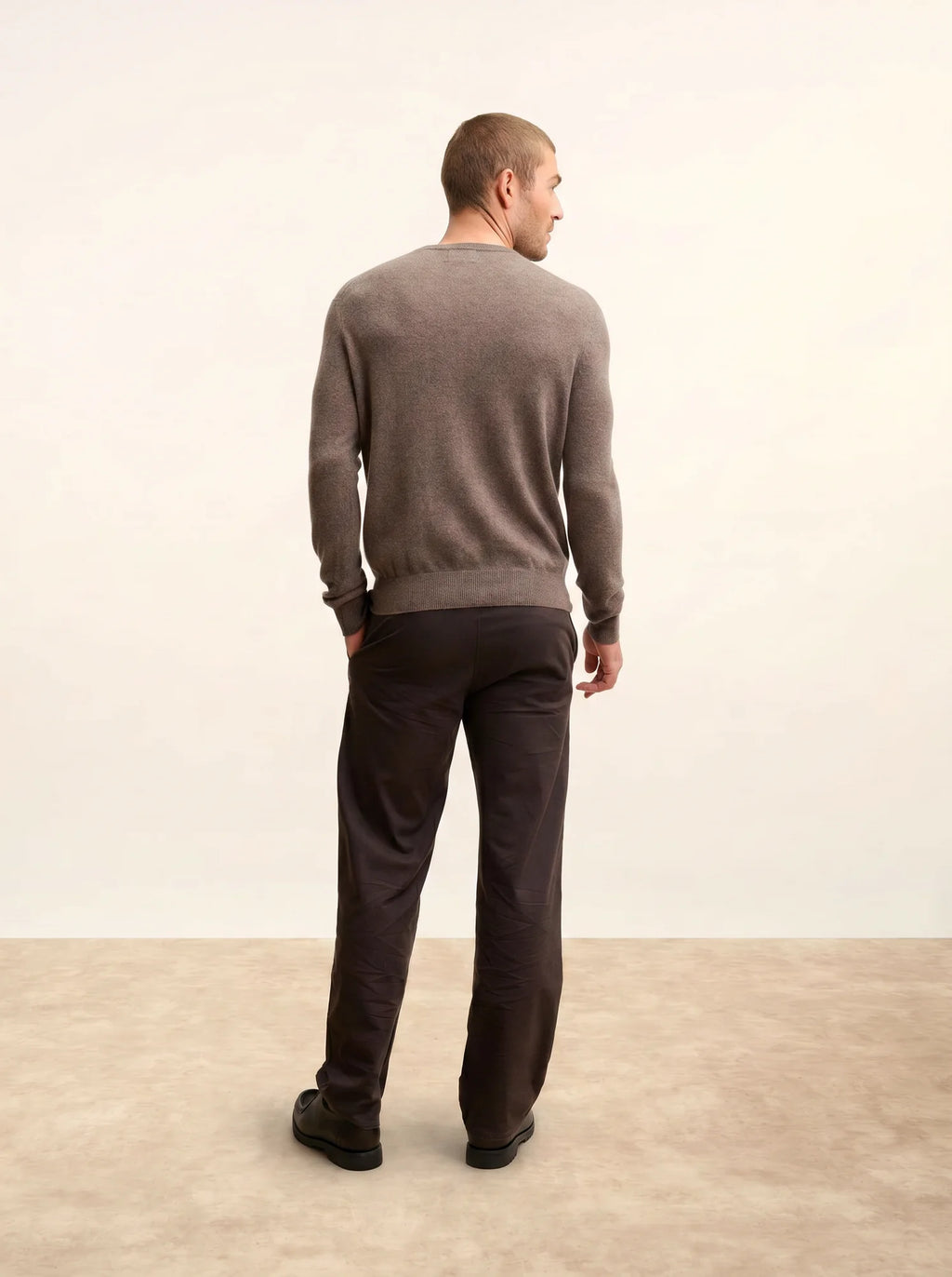 HOWARD Pullover Rundhalsausschnitt Taupe meliert