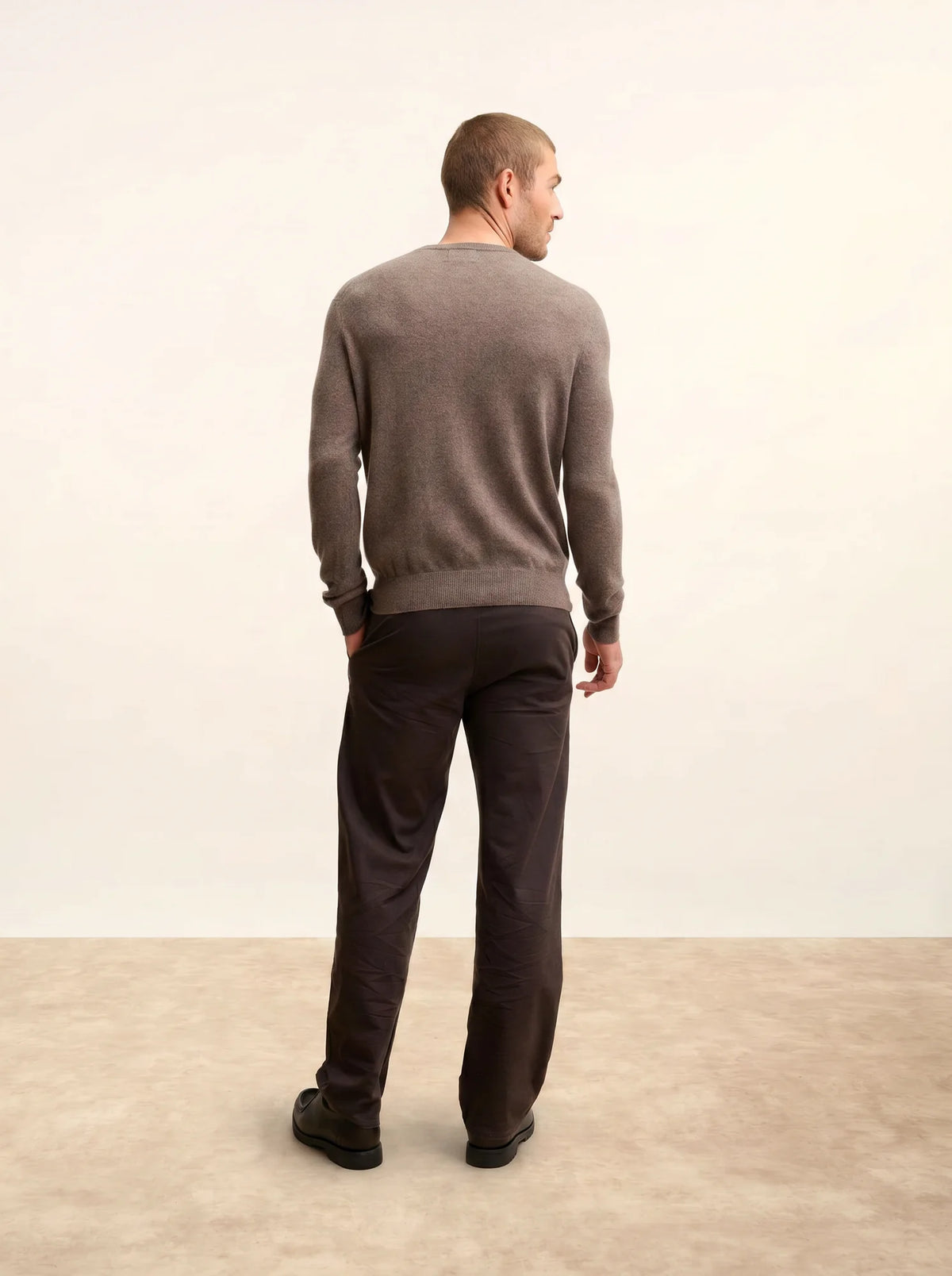 HOWARD Pullover Rundhalsausschnitt Taupe meliert