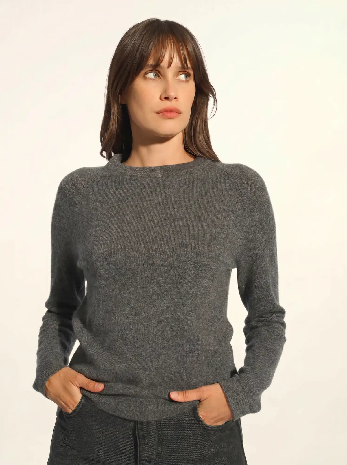 JANE Pull Col Rond Anthracite Chiné
