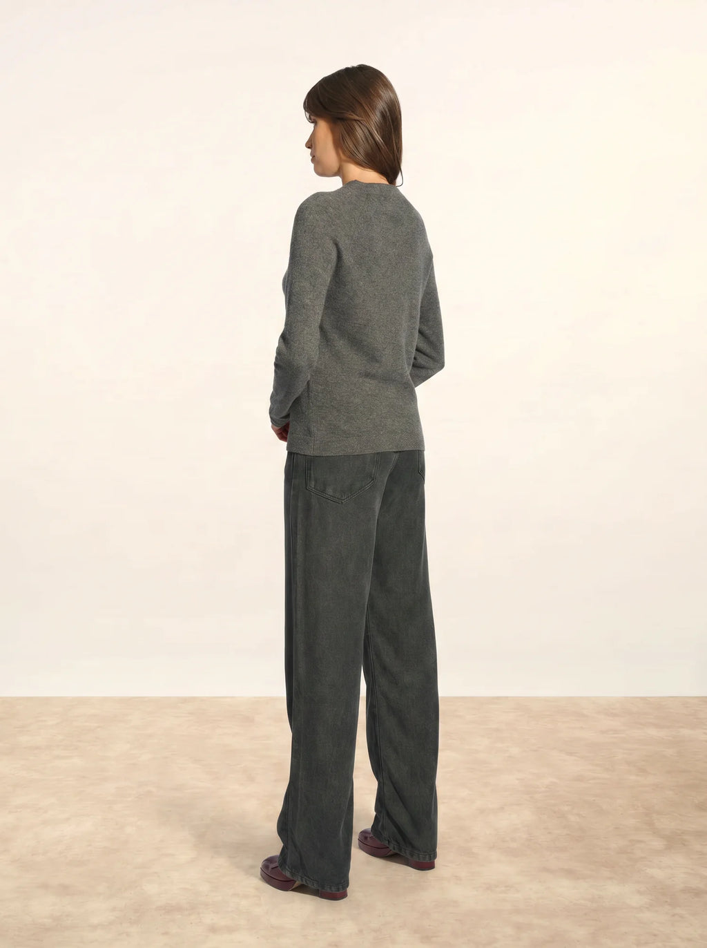 JANE Pull Col Rond Anthracite Chiné