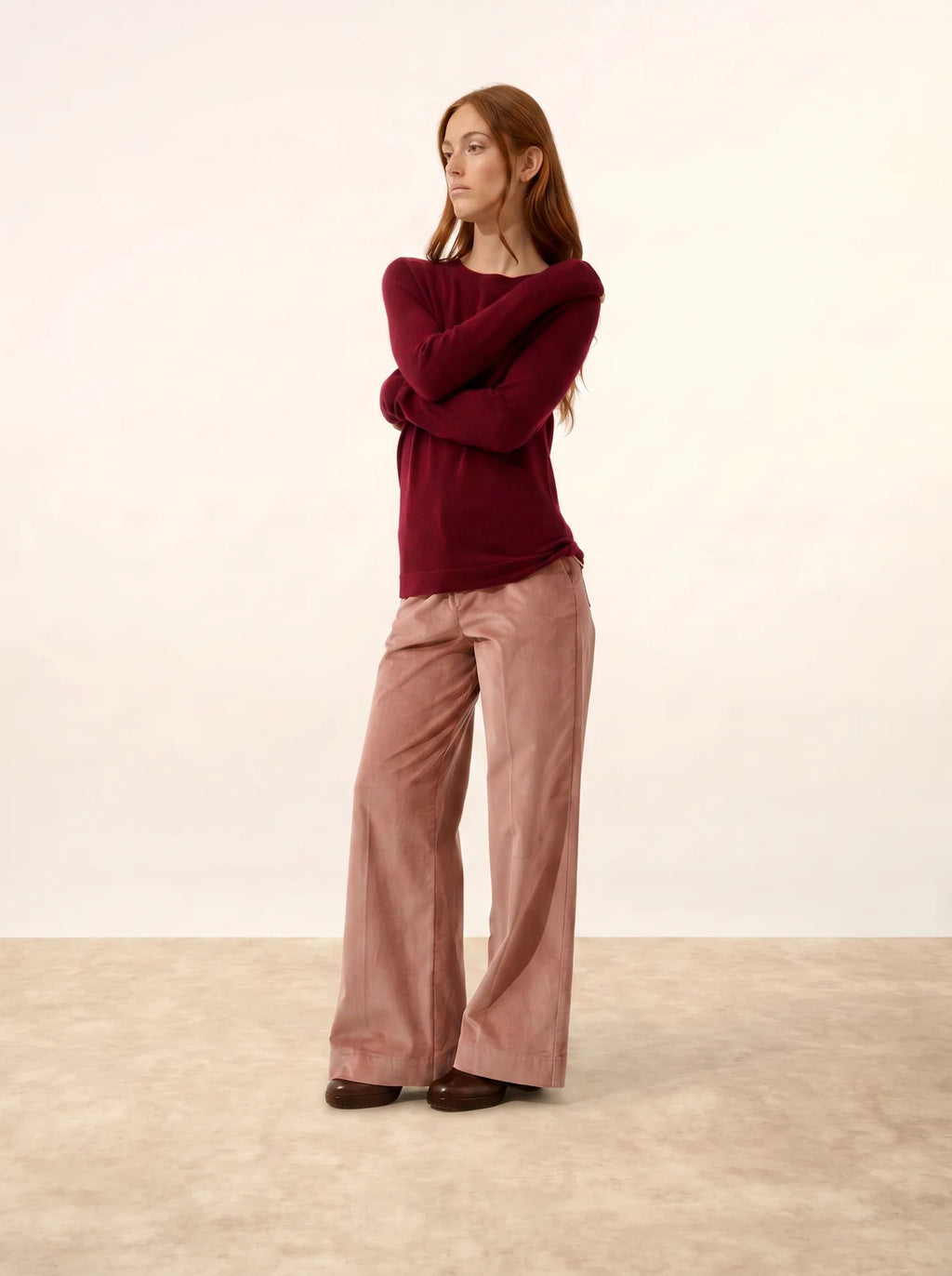 JANE Pull Col Rond Bordeaux