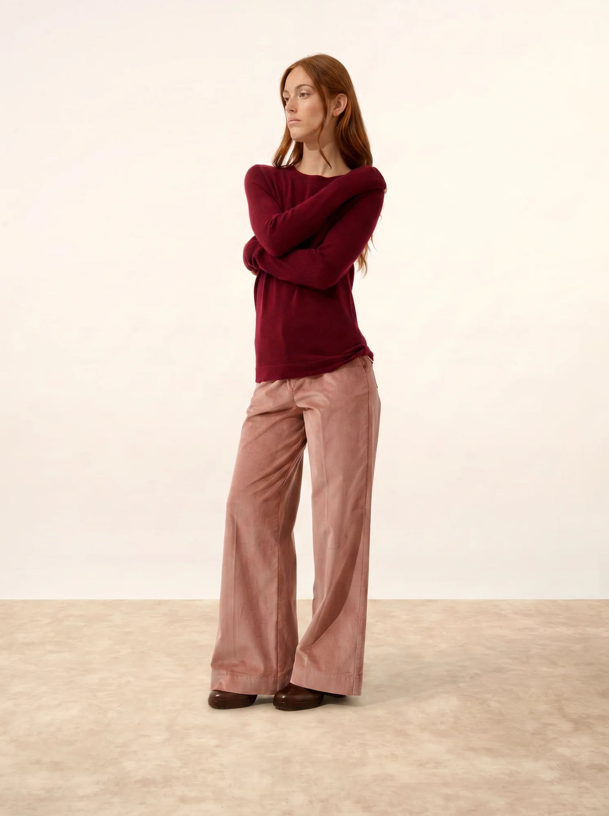 JANE Pull Col Rond Bordeaux