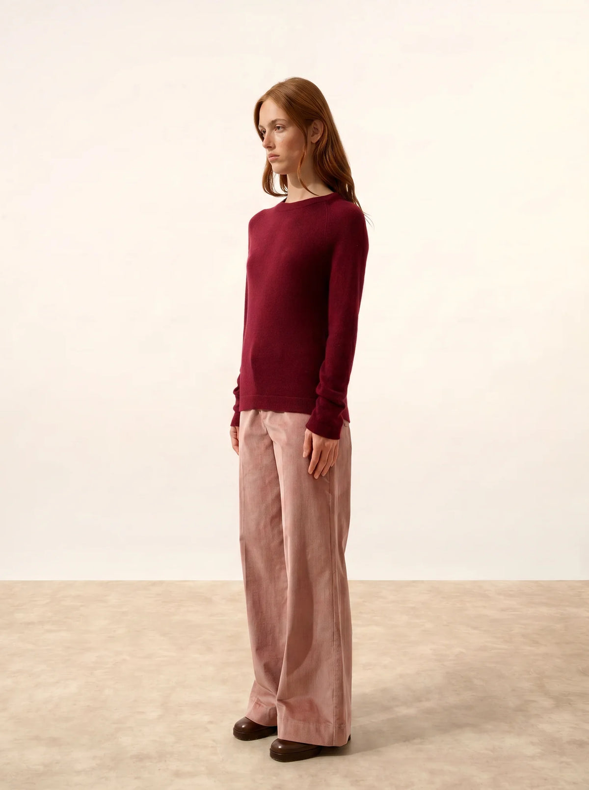 JANE Pull Col Rond Bordeaux