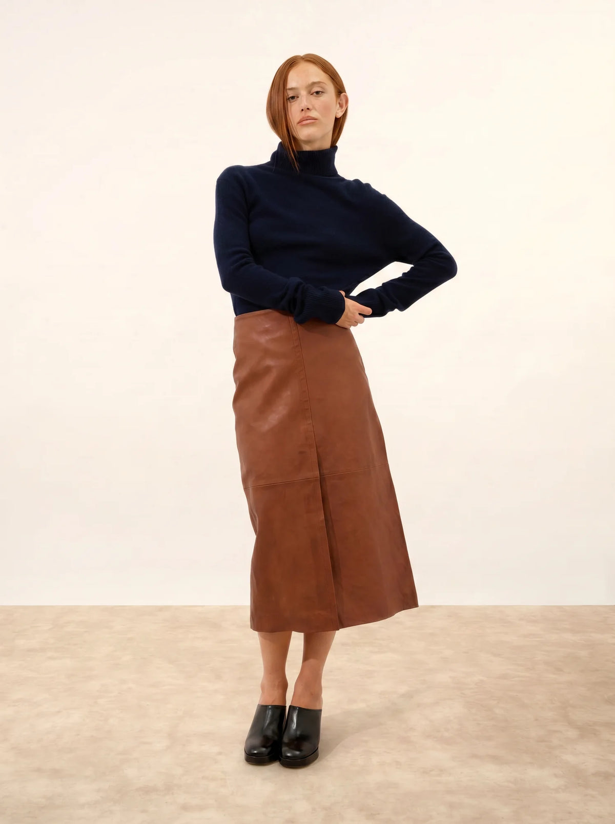 LEXIE Pull Col Roulé Bleu Marine