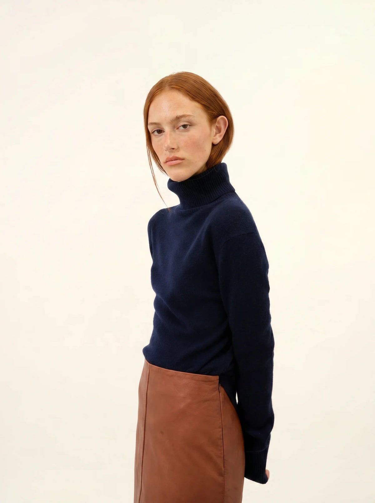 LEXIE Pull Col Roulé Bleu Marine