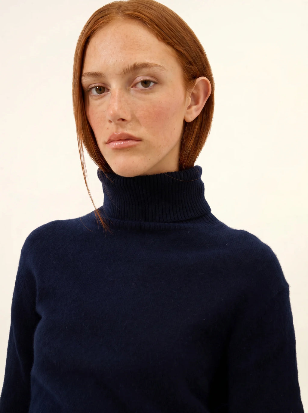 LEXIE Pull Col Roulé Bleu Marine