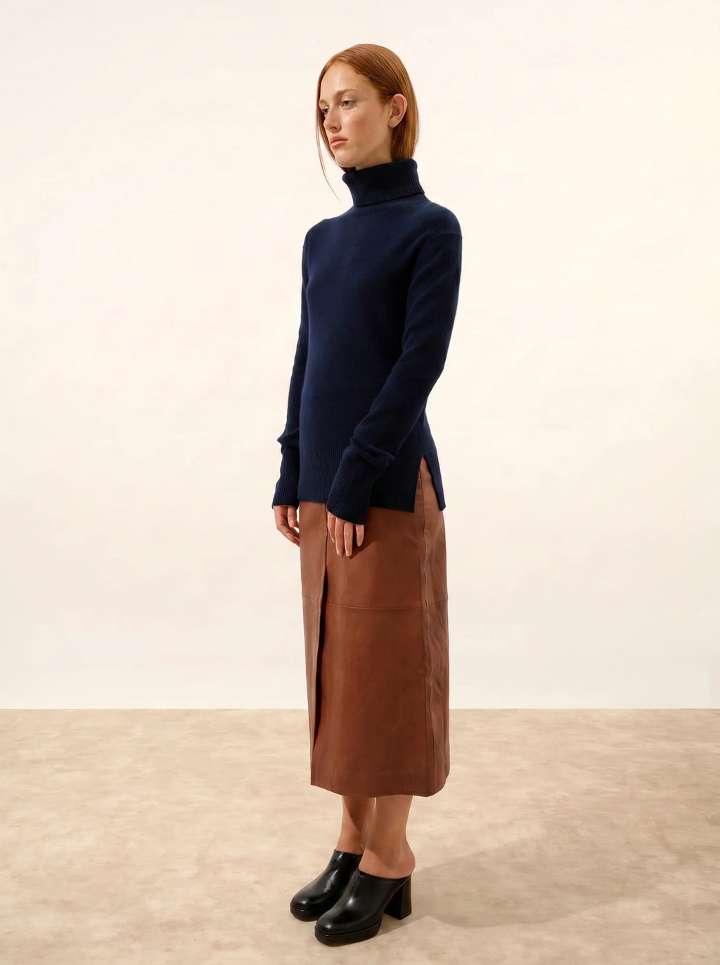 LEXIE Pull Col Roulé Bleu Marine