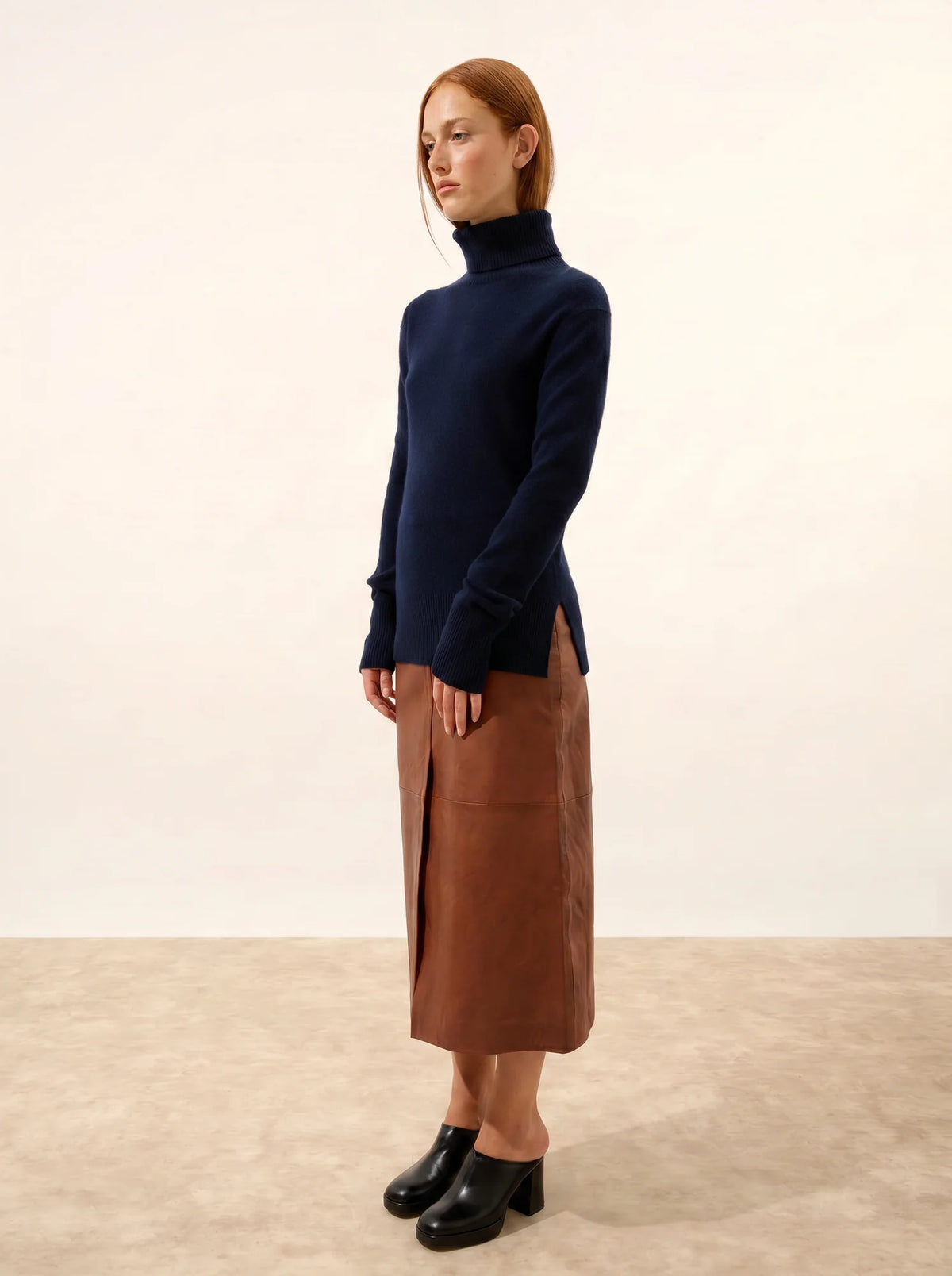 LEXIE Pull Col Roulé Bleu Marine
