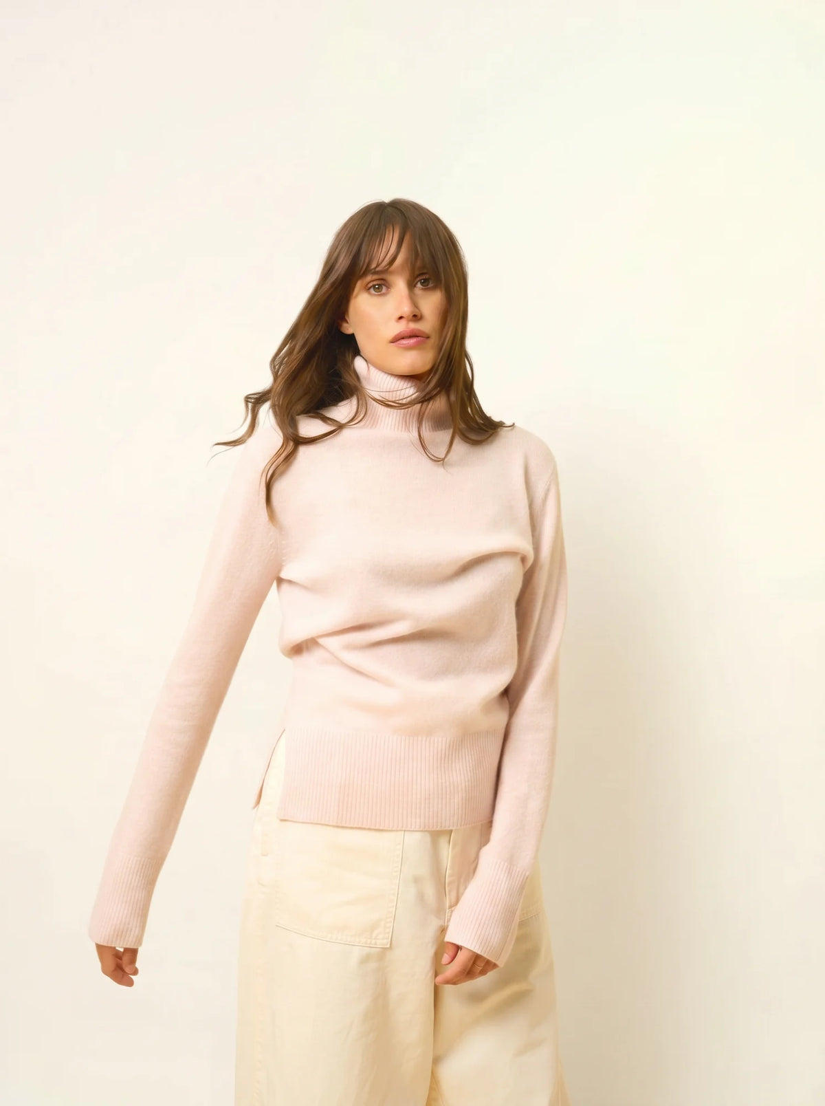 LEXIE Pull Col Roulé Poudre