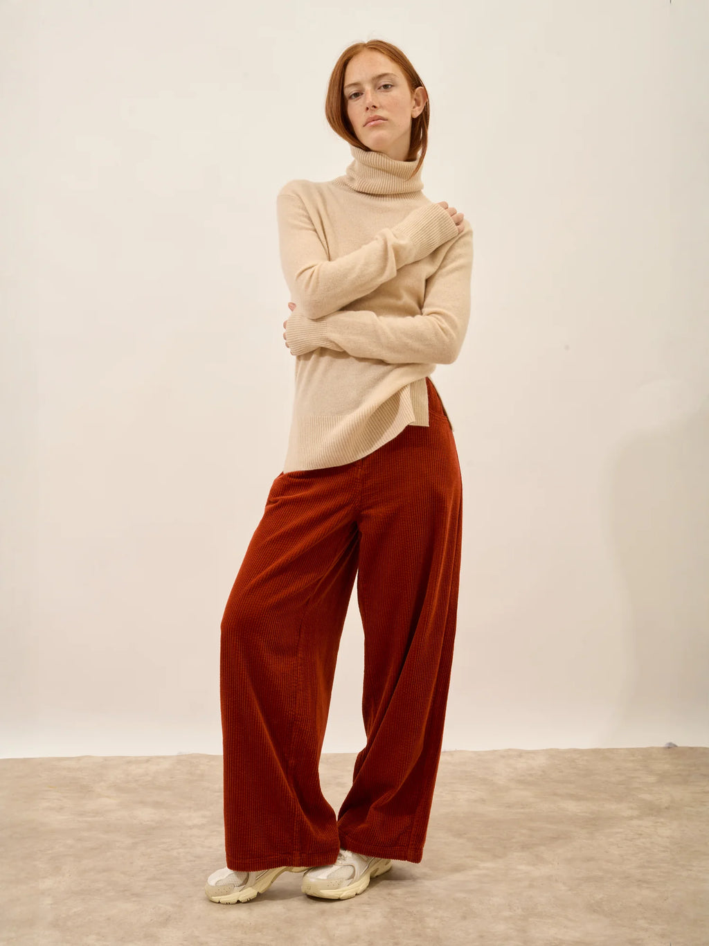 LEXIE Pull Col Roulé Sable