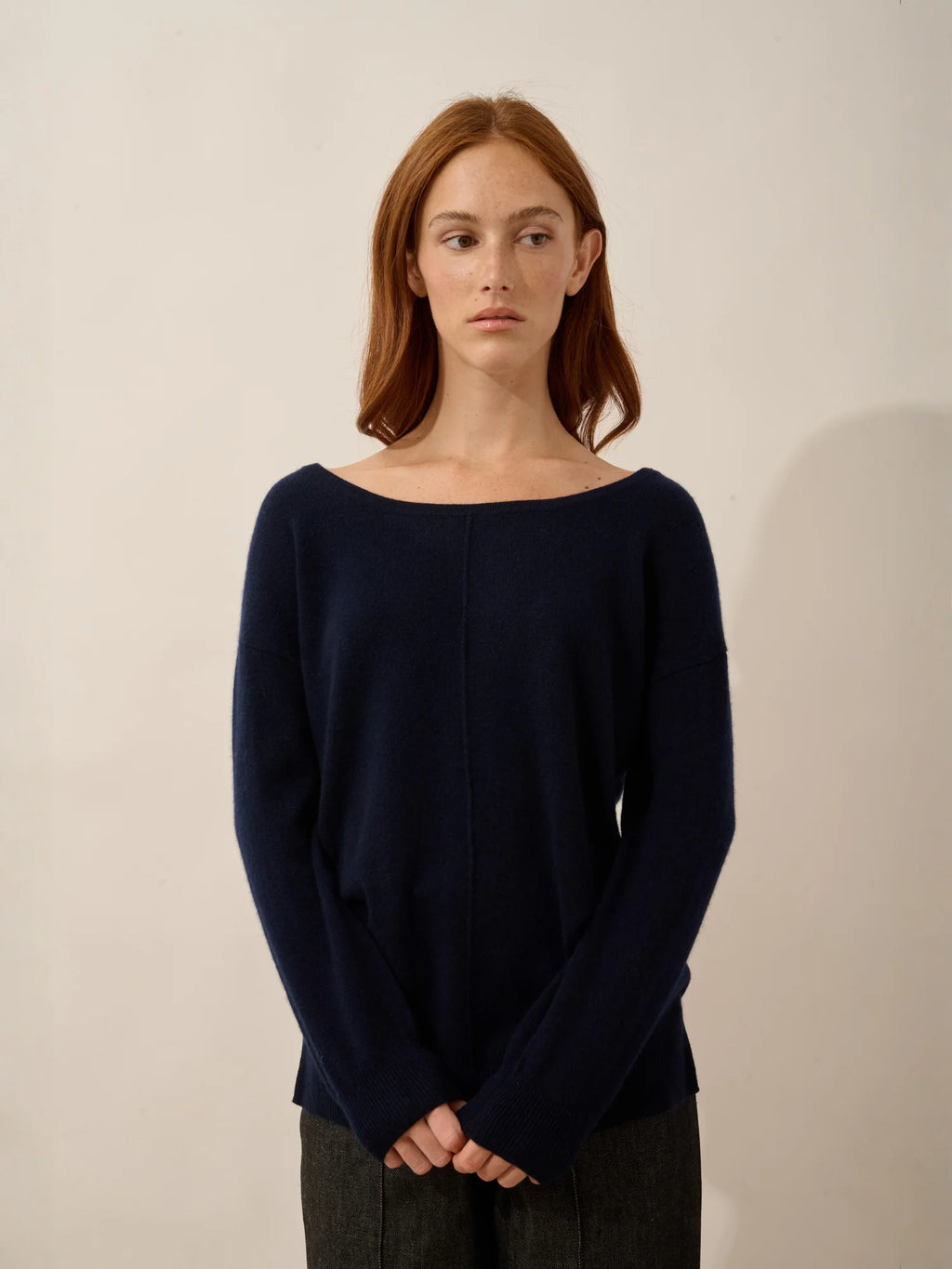 KAREN Pull Col Bateau Bleu Marine