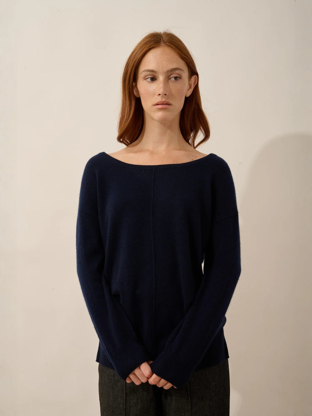 KAREN Pull Col Bateau Bleu Marine