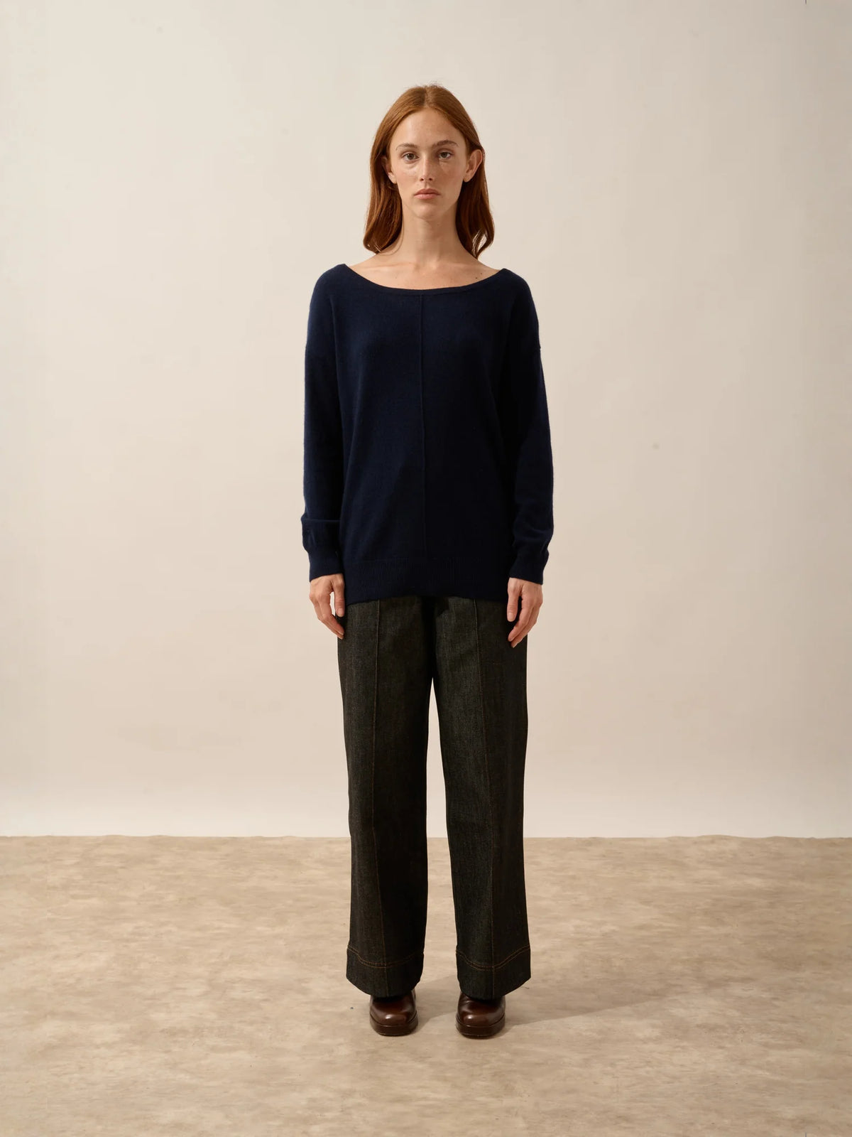 KAREN Pull Col Bateau Bleu Marine