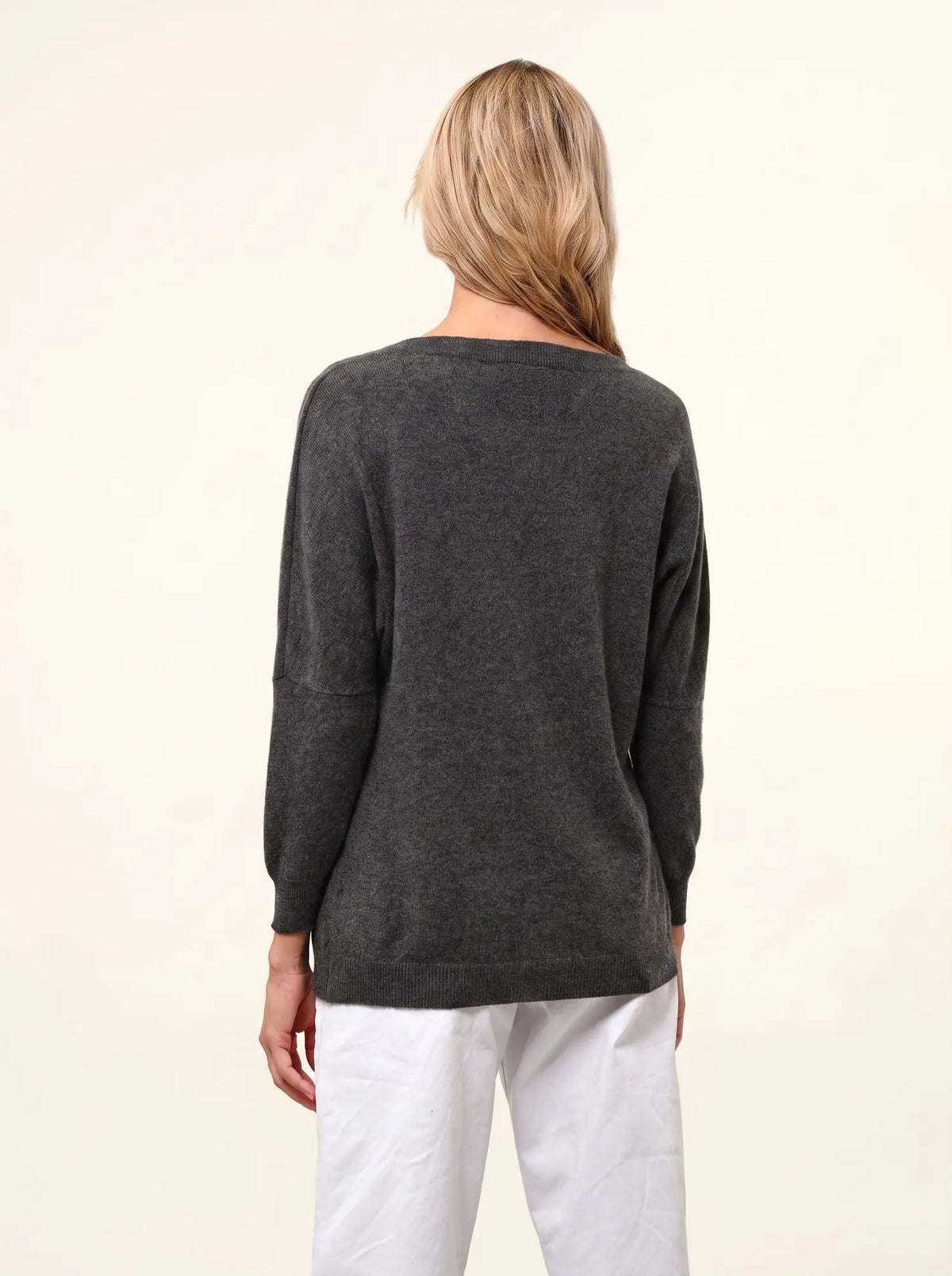 REBECCA Pull Chauve Souris Anthracite Chiné