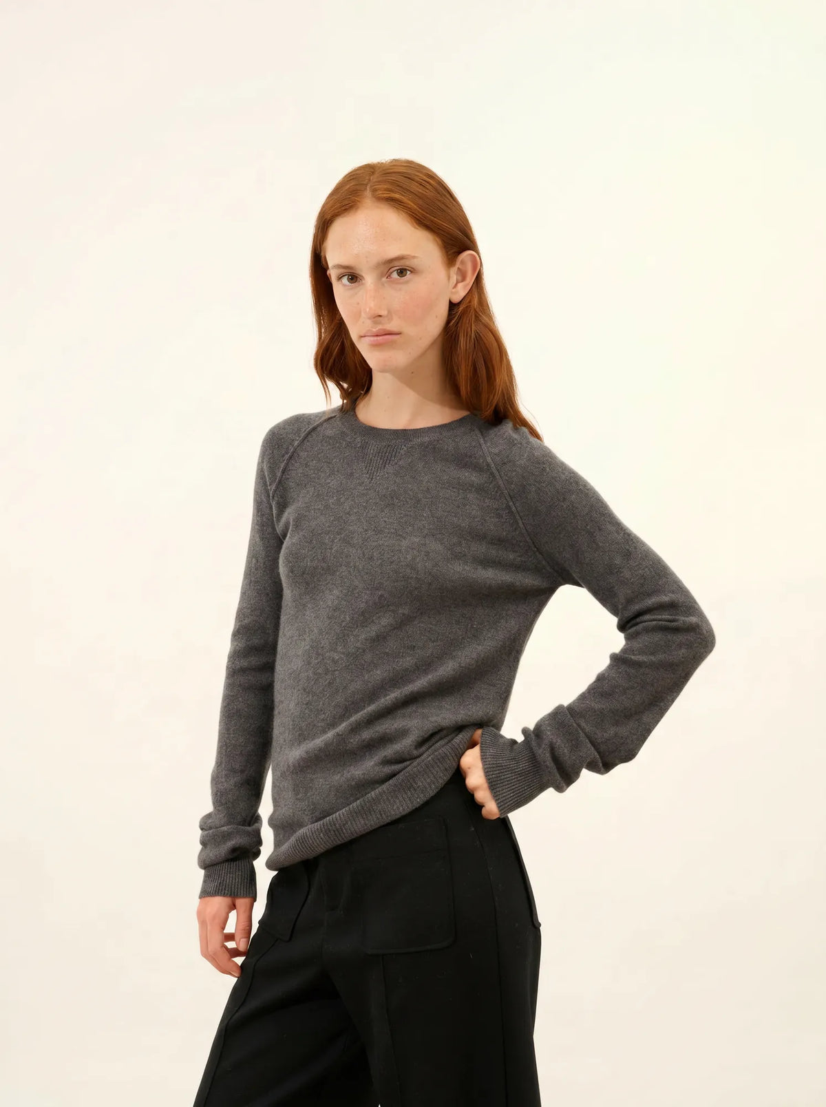 HELEN Pull Col Rond Anthracite Chiné