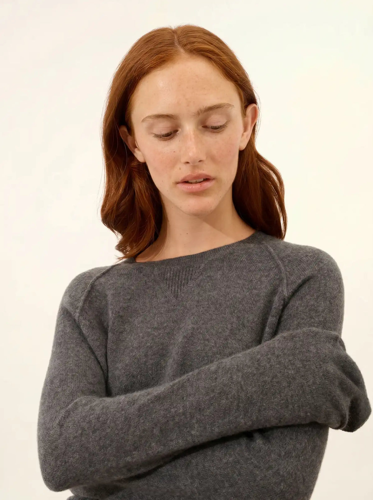 HELEN Pull Col Rond Anthracite Chiné