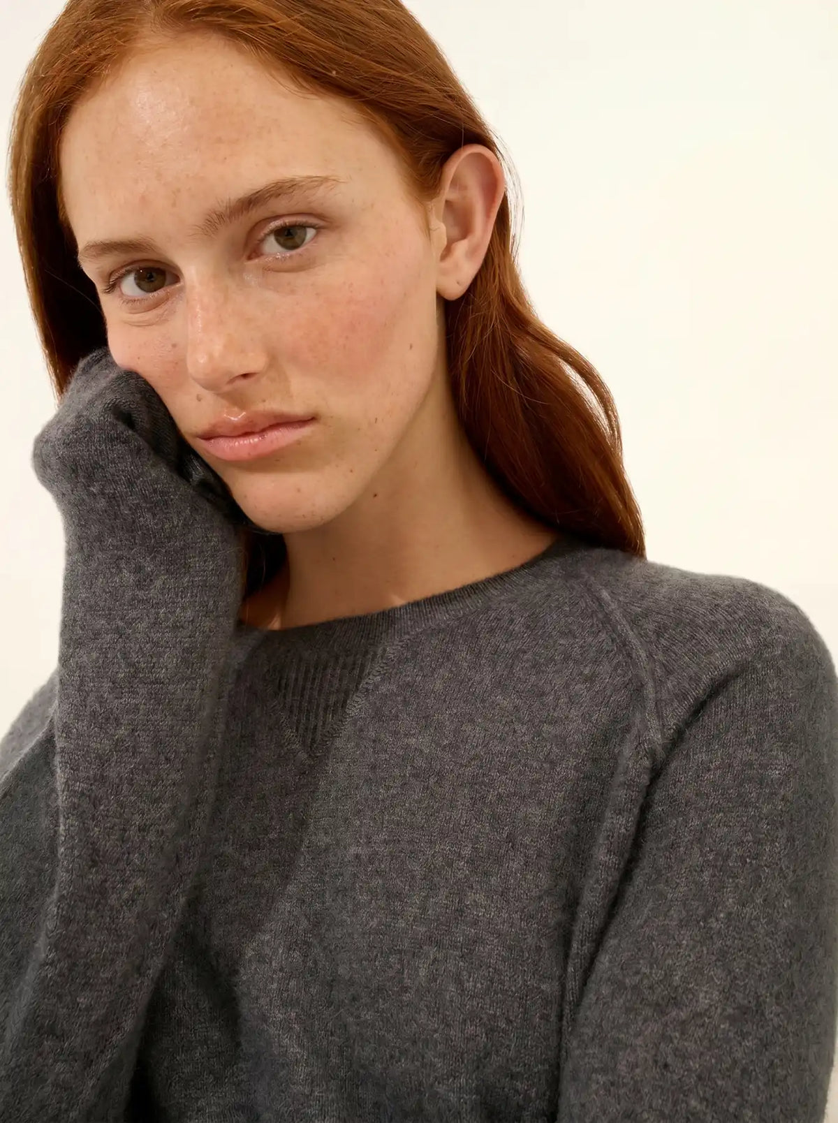 HELEN Pull Col Rond Anthracite Chiné