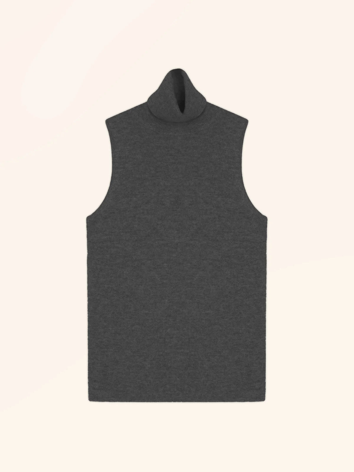 VIOLET Pull Col Roulé sans Manches Anthracite Chiné