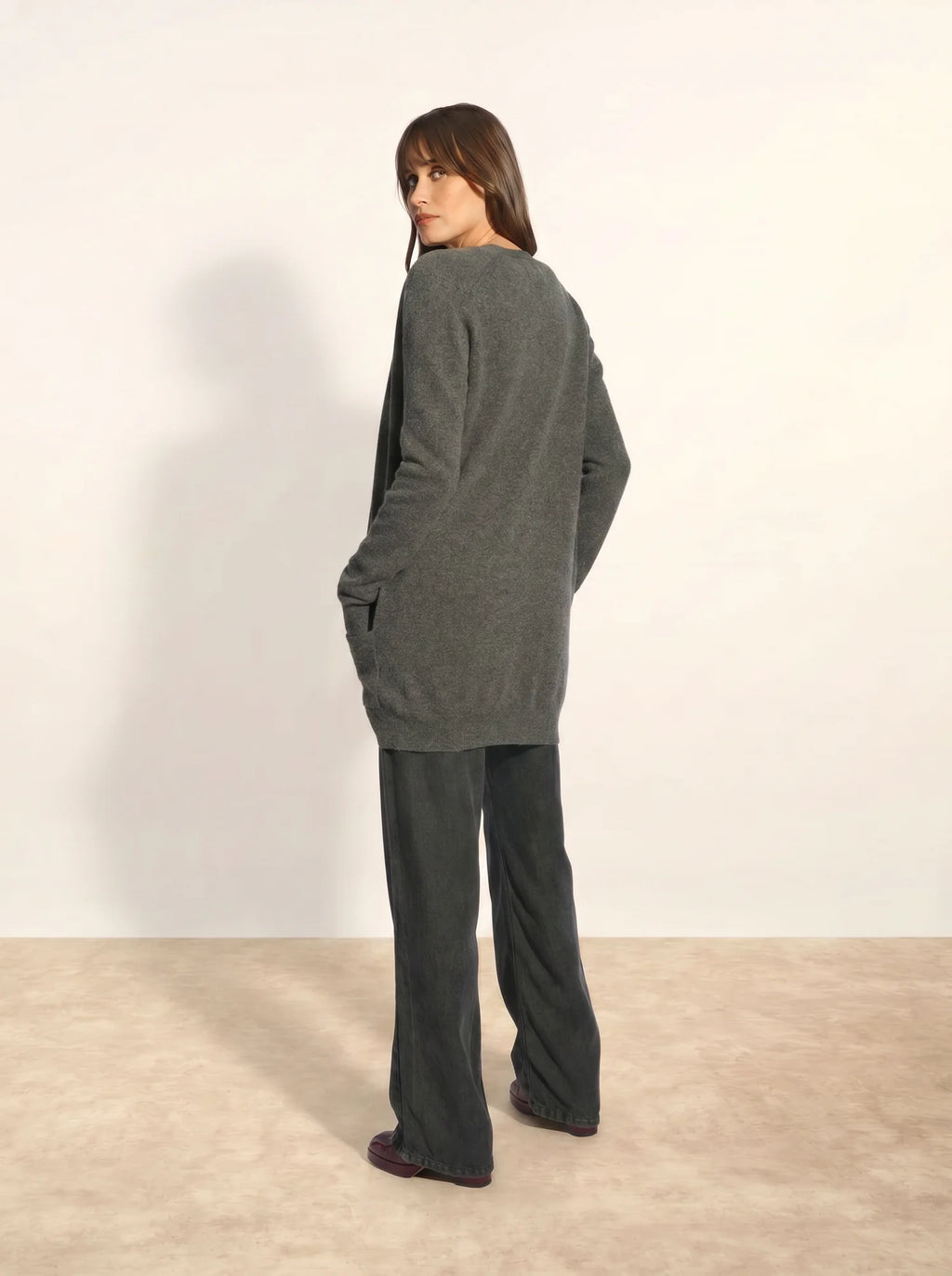 TOMMIE Cardigan Col V Anthracite Chiné