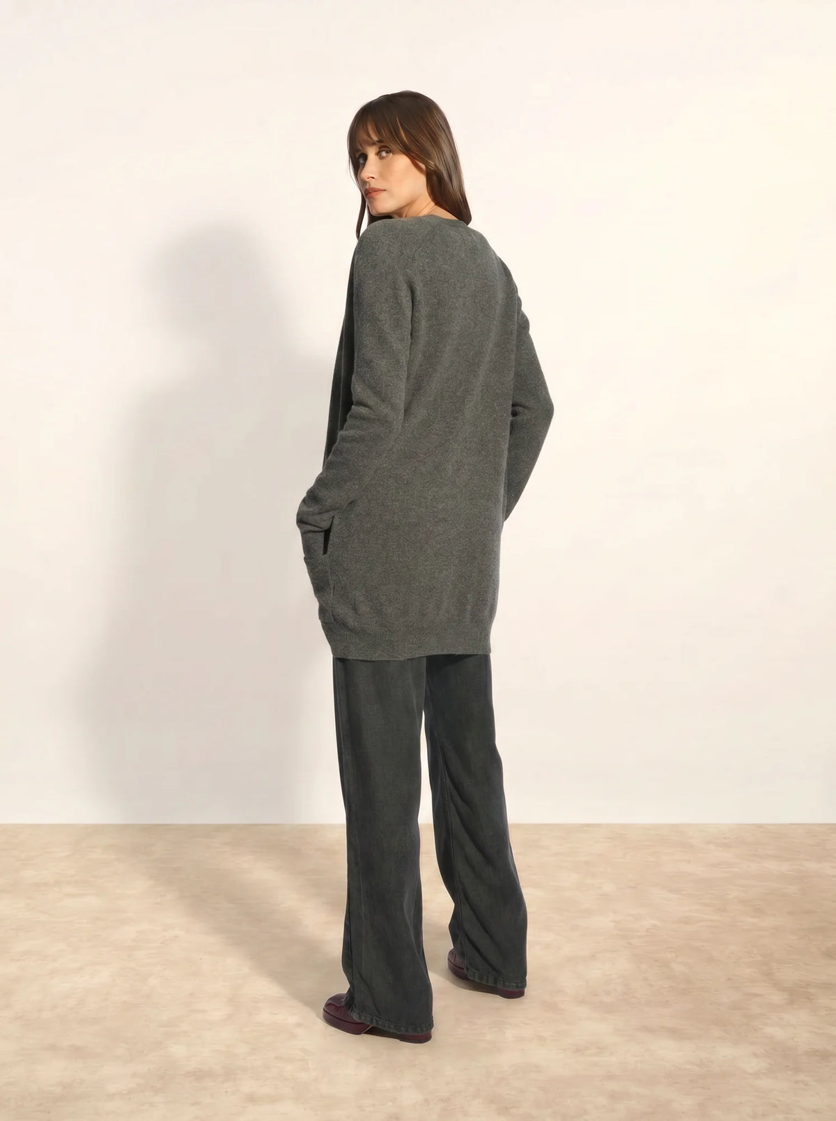 TOMMIE Cardigan Col V Anthracite Chiné