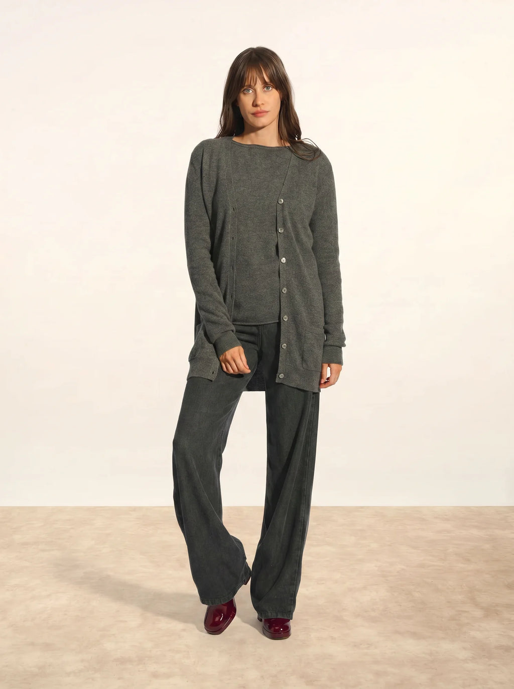 TOMMIE Cardigan Col V Anthracite Chiné