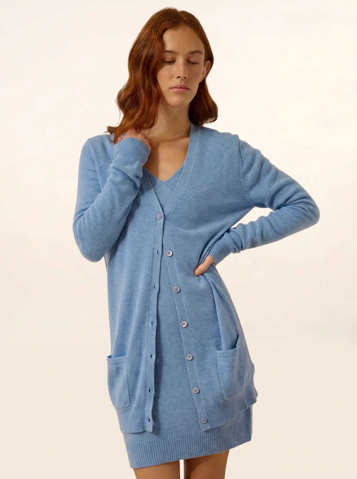 TOMMIE Cardigan Col V Ciel